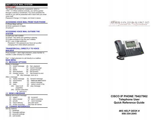 Cisco phone 7942 user guide